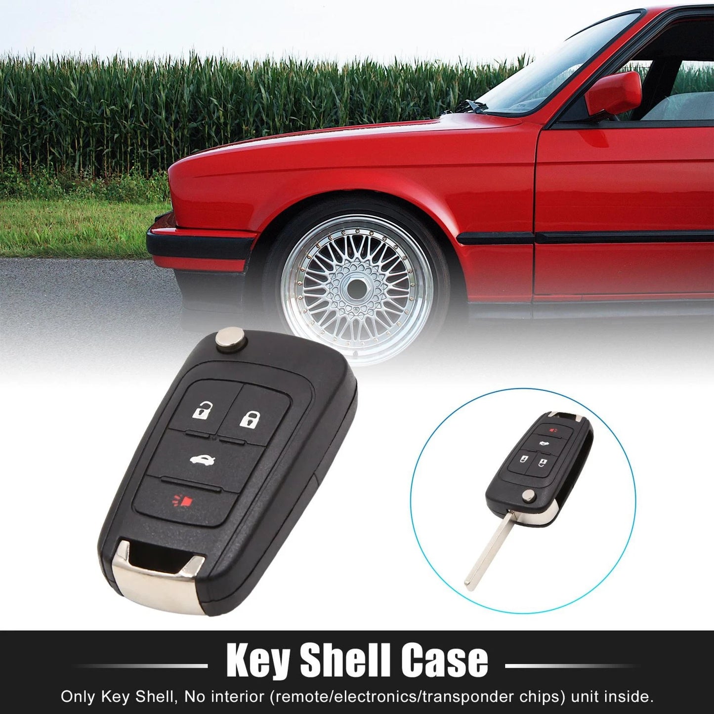 Remote Key Shell Case 4-Button for Chevrolet Cruze Black