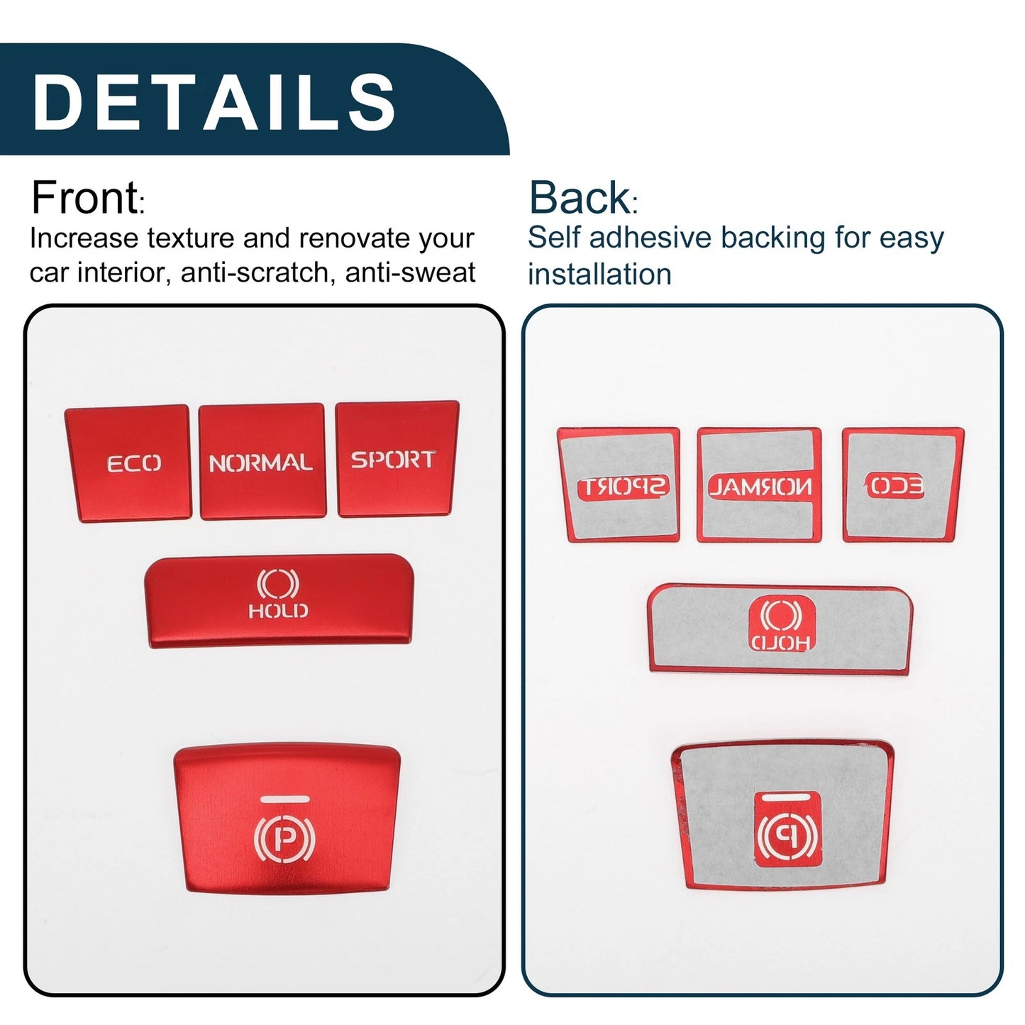 Red Gear Shift Handbrake Panel Button Switch Cover for Toyota Camry (2018-2022)