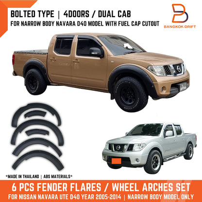 Black Fender Flare Arch for Nissan Navara D40 Narrow Body 4DR Dual Cab