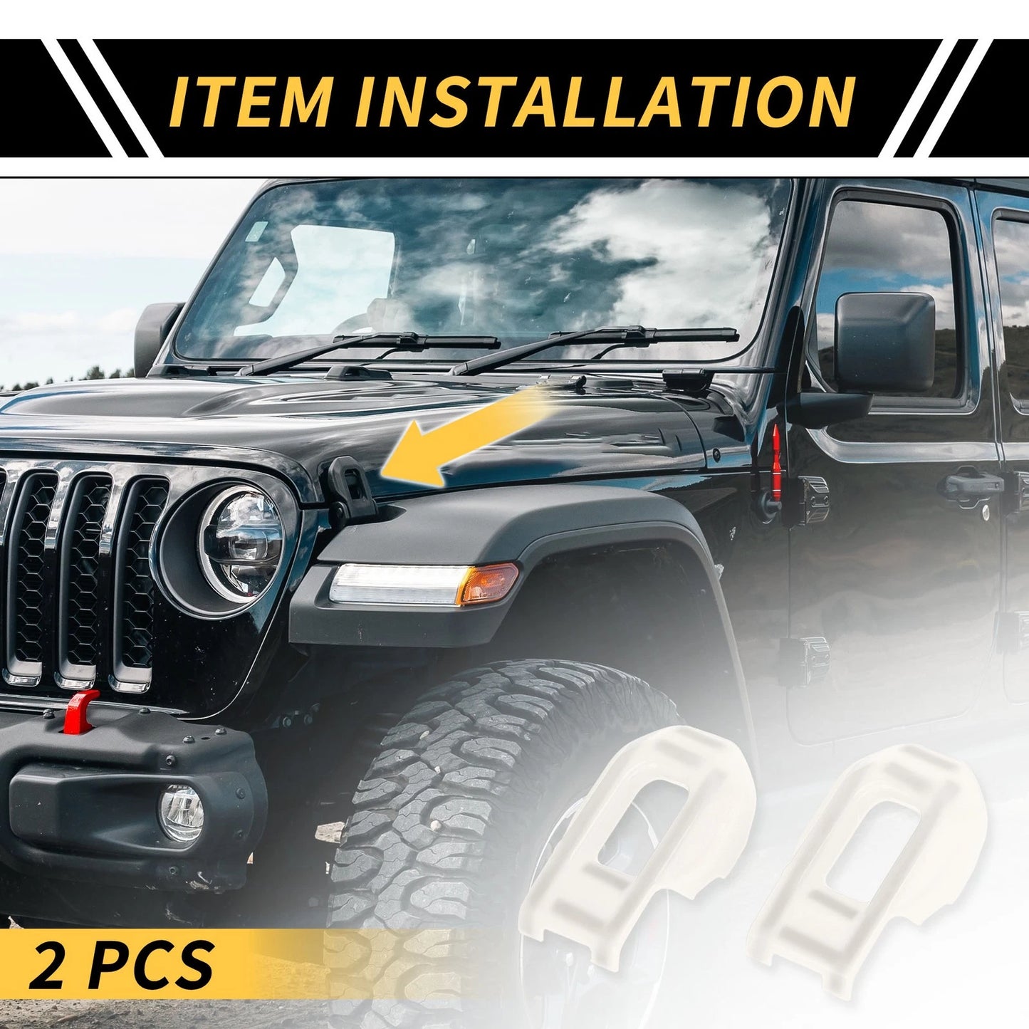 Hood Latch Lock Catch Brackets Cover for Jeep Wrangler JL JLU (2018-2023)