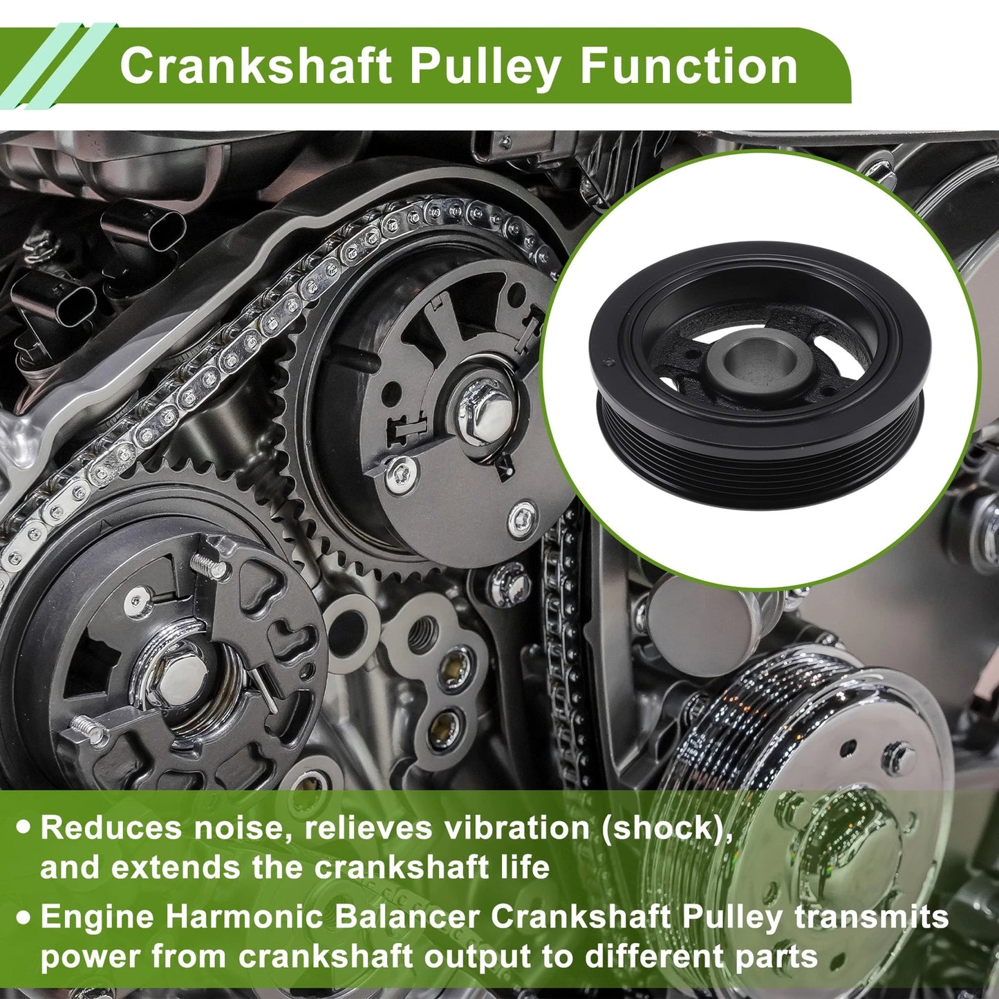 Engine Harmonic Balancer Crank Pulley Steel Black for Toyota Camry