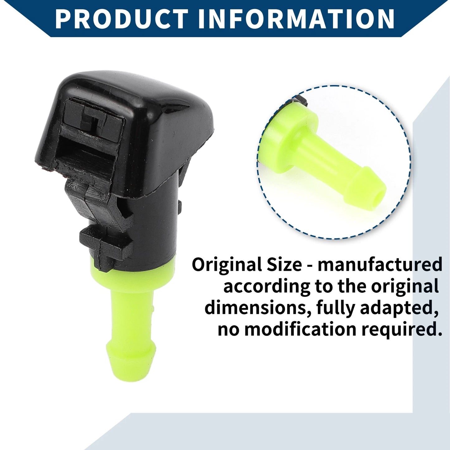 2 x Front Windshield Washer Nozzles for Jeep Patriot (2007-2017) Black Green