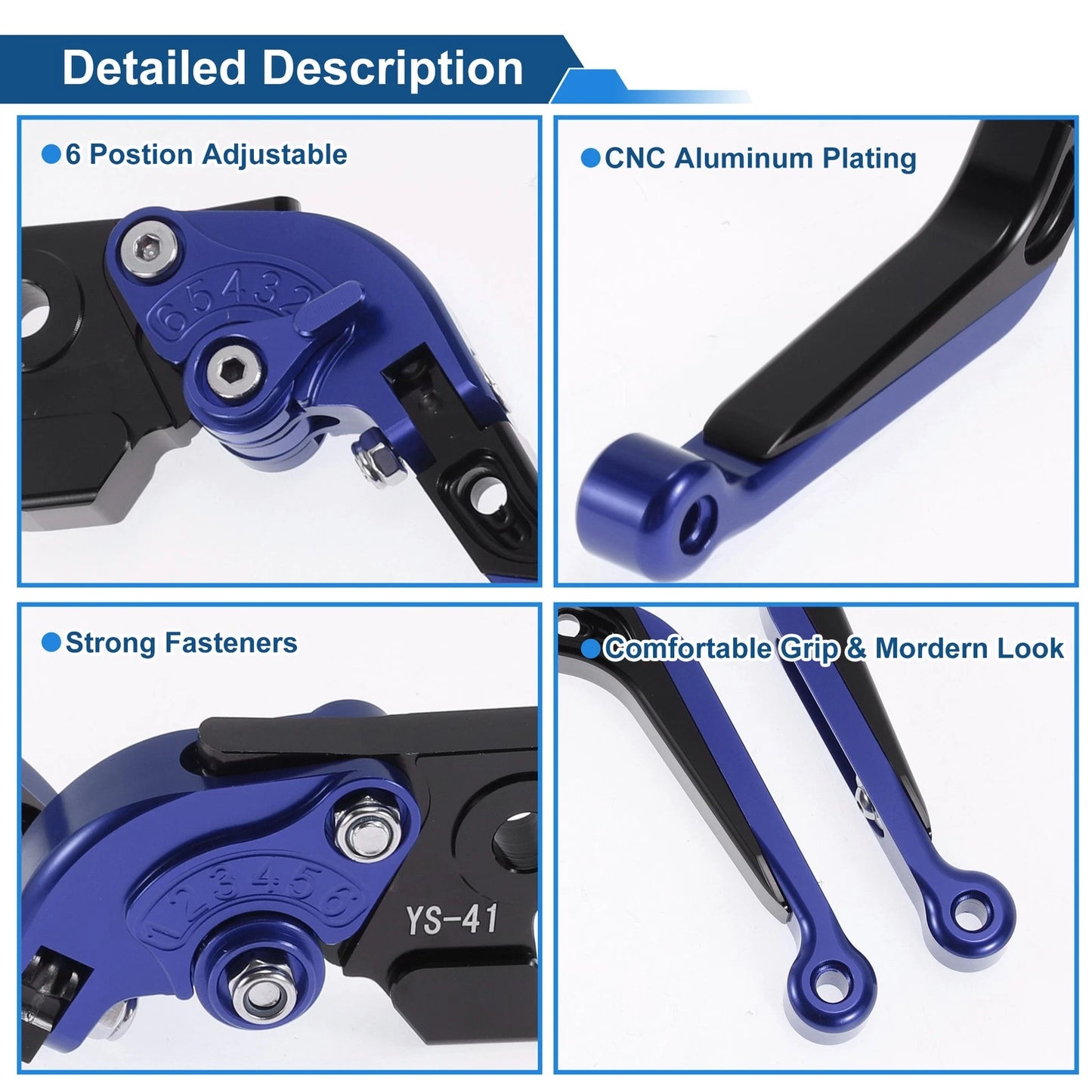 Adjustable Brake Clutch Levers for Suzuki GSXR150 (2017-2020) Blue Black