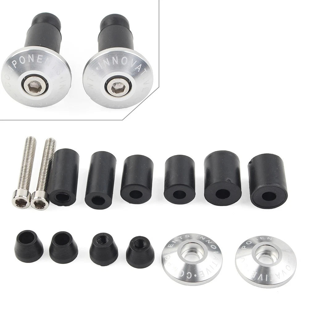 CNC Handlebar Grips & End Cap Plugs for Motorcycle (Fits Most Models)
