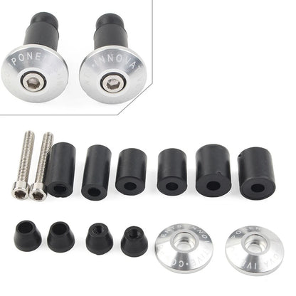 CNC Handlebar Grips & End Cap Plugs for Motorcycle (Fits Most Models)