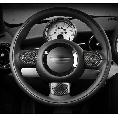 Carbon Fiber Center Steering Wheel Media Cover Trim Fit For Mini Cooper R55 R56