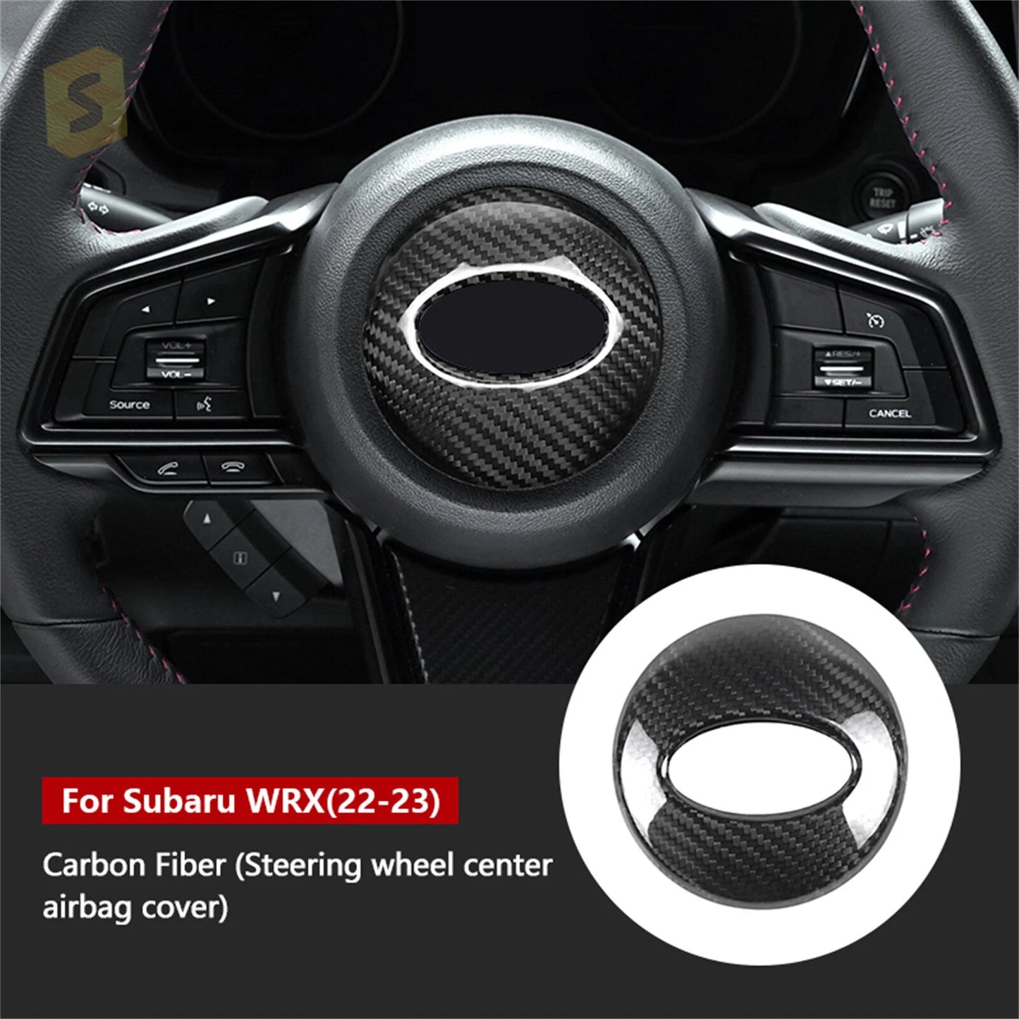 Steering Wheel Panel Cover Trim for Subaru WRX (2022-2024) Carbon Fiber