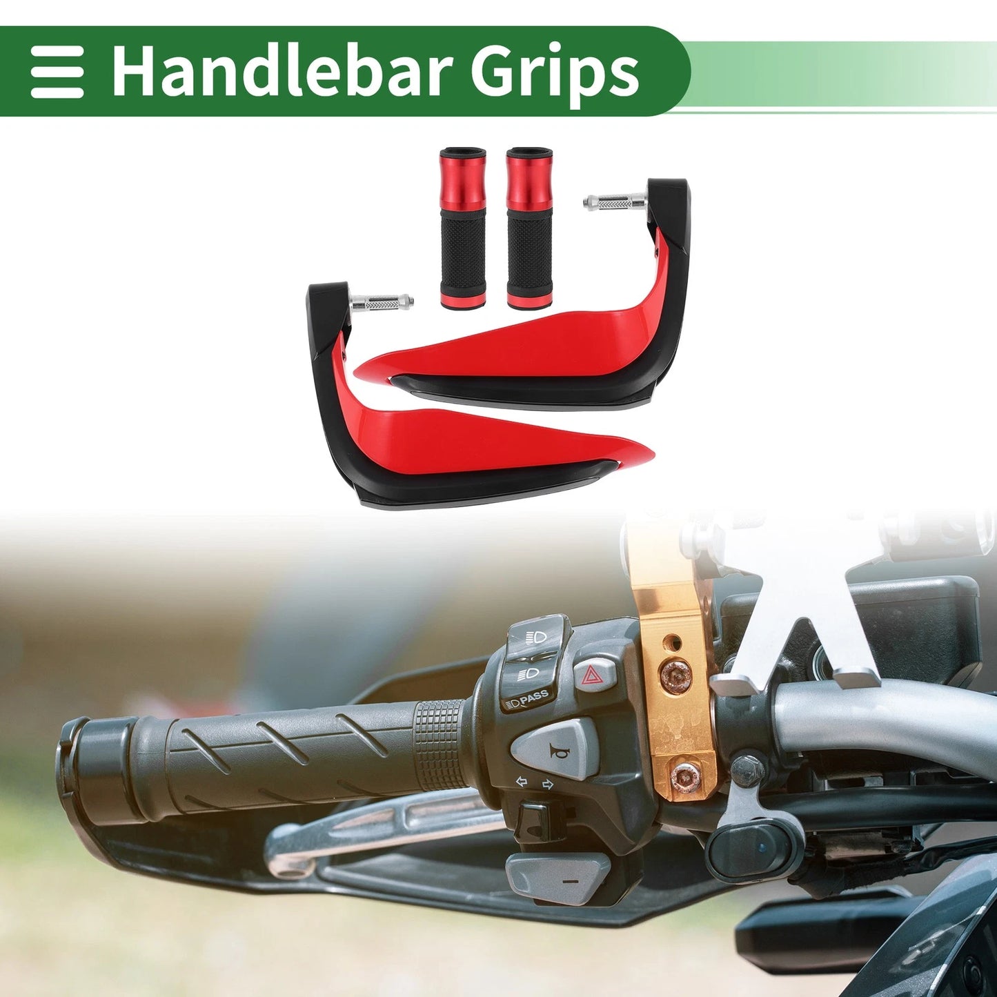 Hand Grips Cover Kit End Grips Diamond Pattern Red for Motorcycle