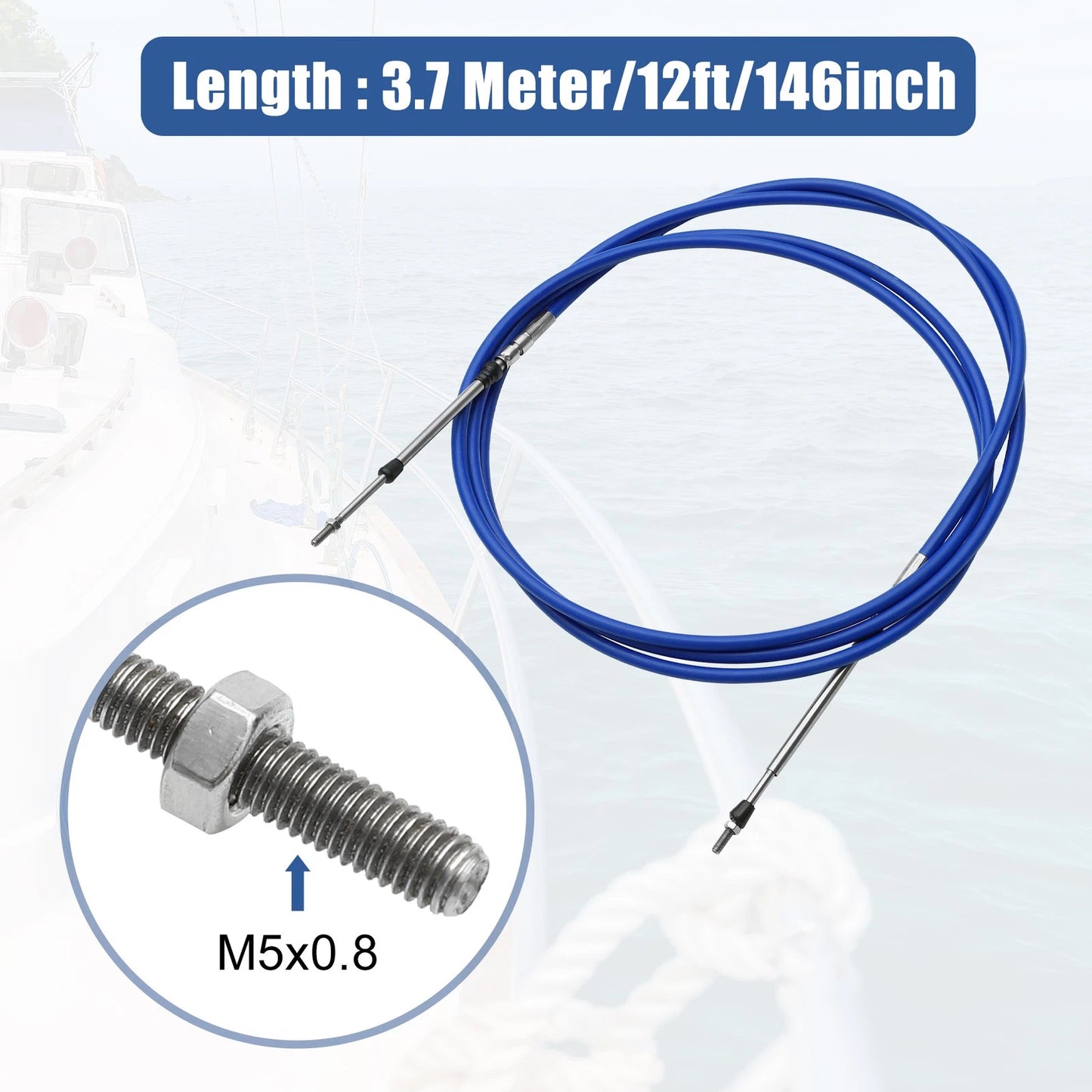 2pcs 12ft Marine Throttle Shift Remote Control Box Cable for Boats