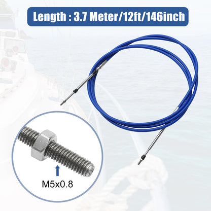 2pcs 12ft Marine Throttle Shift Remote Control Box Cable for Boats
