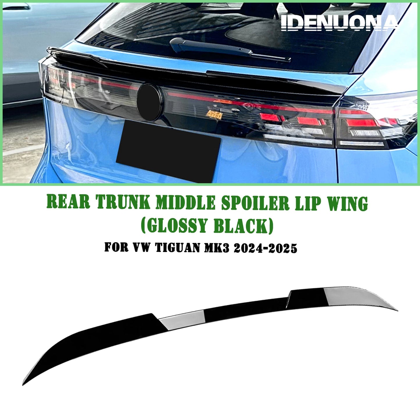 1x Gloss Black Rear Boot Spoiler Lip for VW Tiguan MK3 (2024-2025)