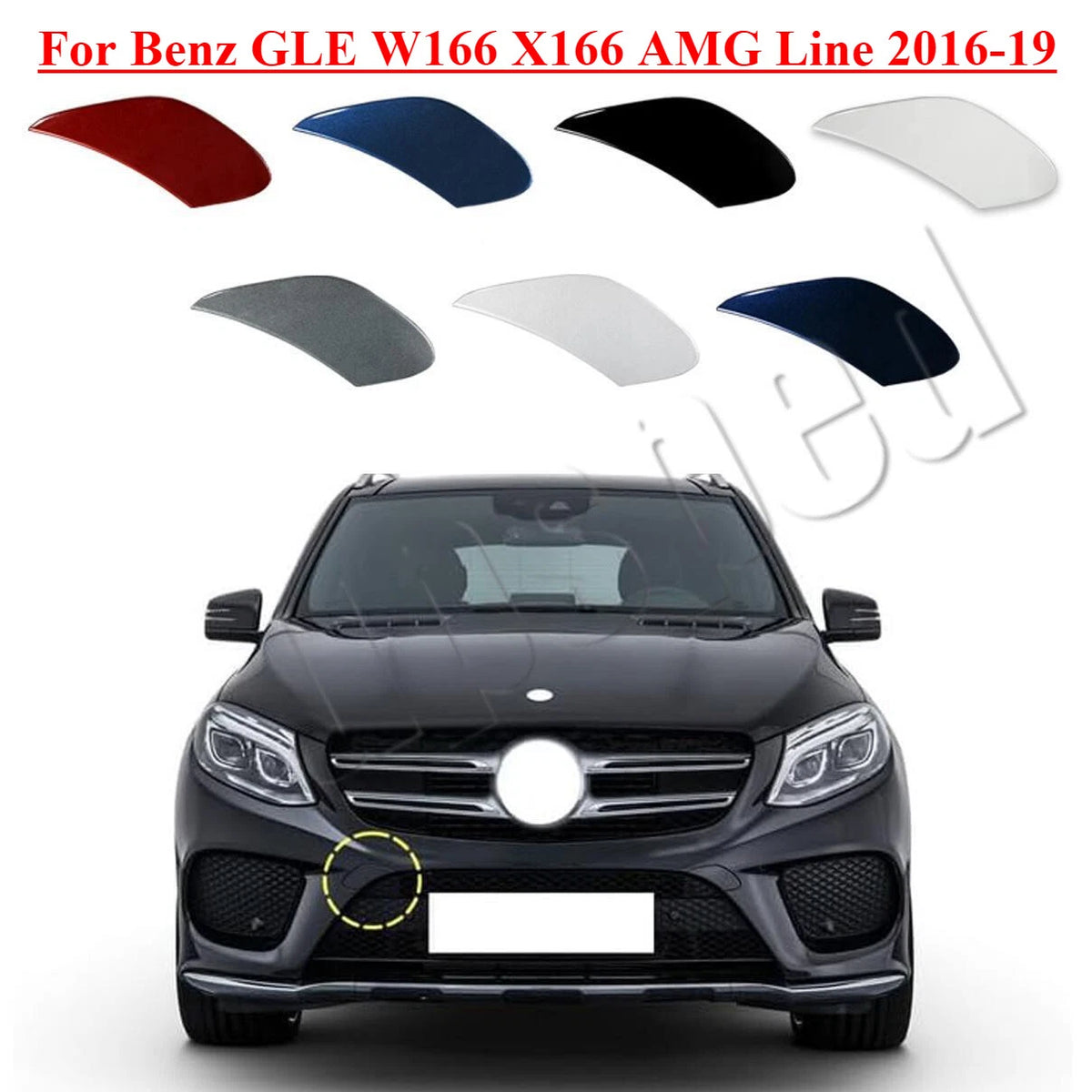 Front Bumper Tow Hook Hole Eye Cover Cap for Benz GLE W166 X166 AMG (2016–2019)