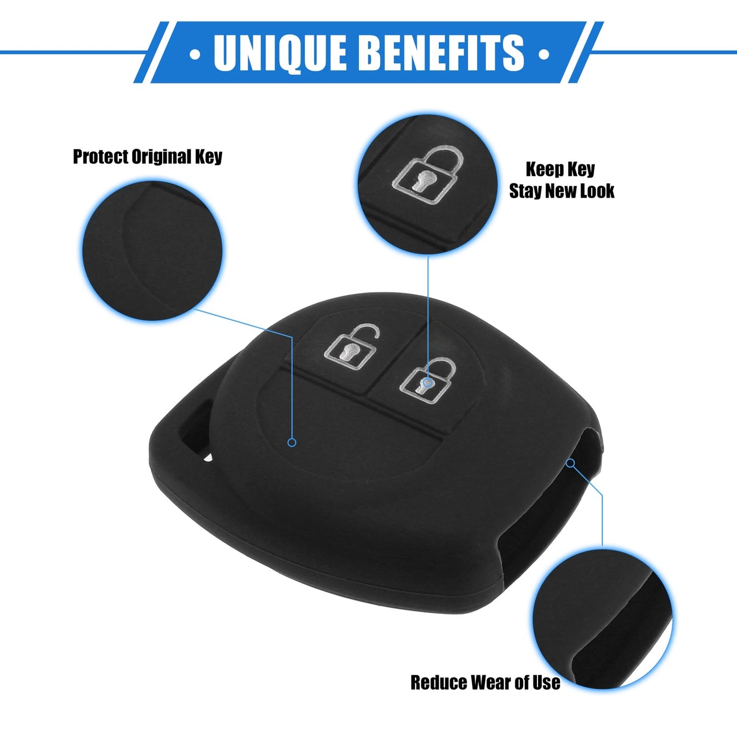 Car Remote Key Fob Case Protectors for Suzuki 2 Button Silicone Black