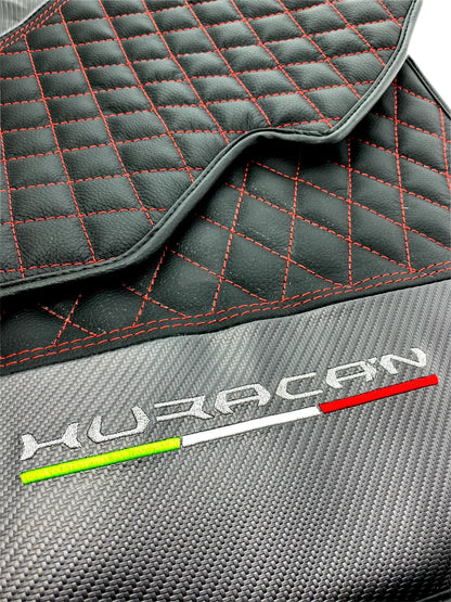 Floor Mats for Lamborghini Huracan Coupe Real Leather with Emblem (2014-2023)