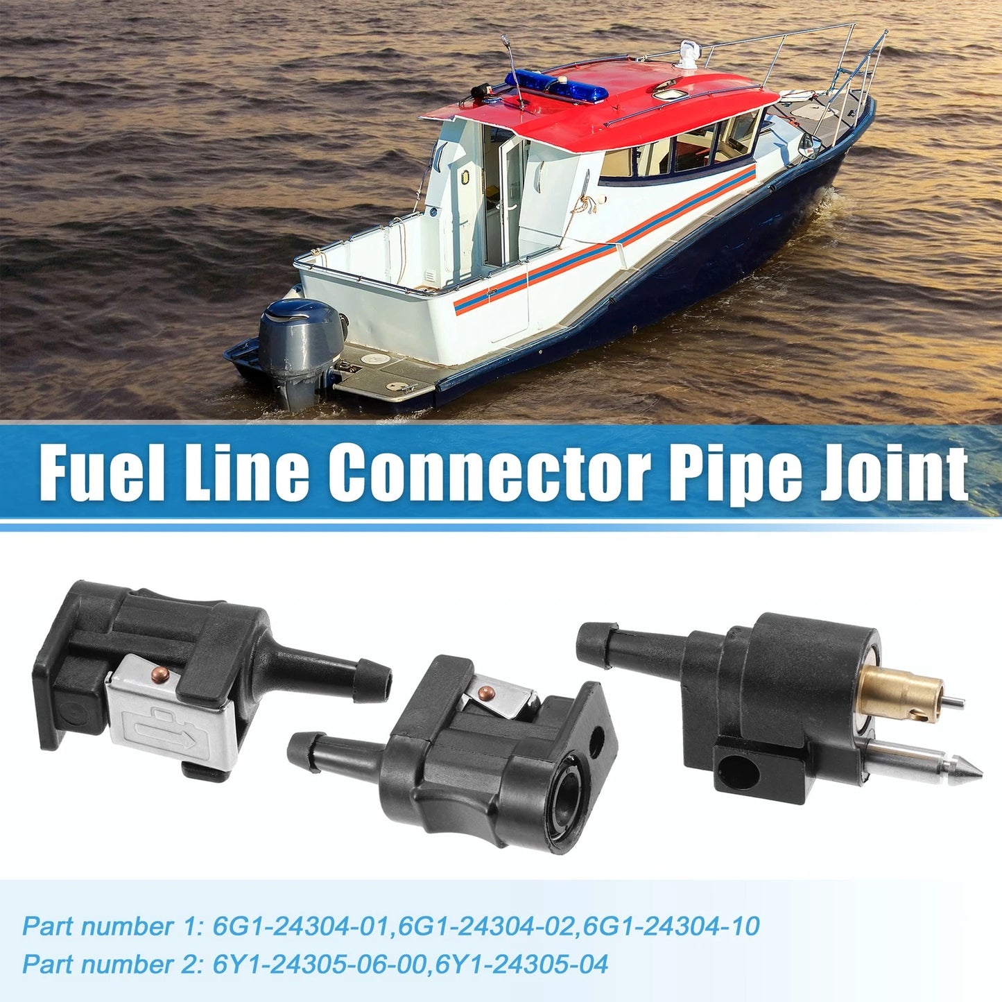 3pcs 6mm Fuel Connector Pipe Joint for Yamaha Outboard
