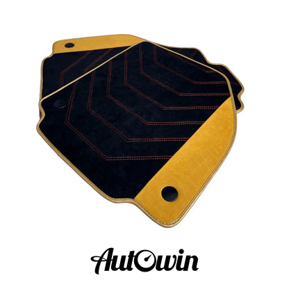 Black Floor Mats for Ferrari 458 Spider with Tan Alcantara (2010-2015)