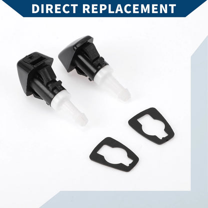 2 x Front Windshield Washer Nozzles for Jeep Patriot (2007-2017) Black White
