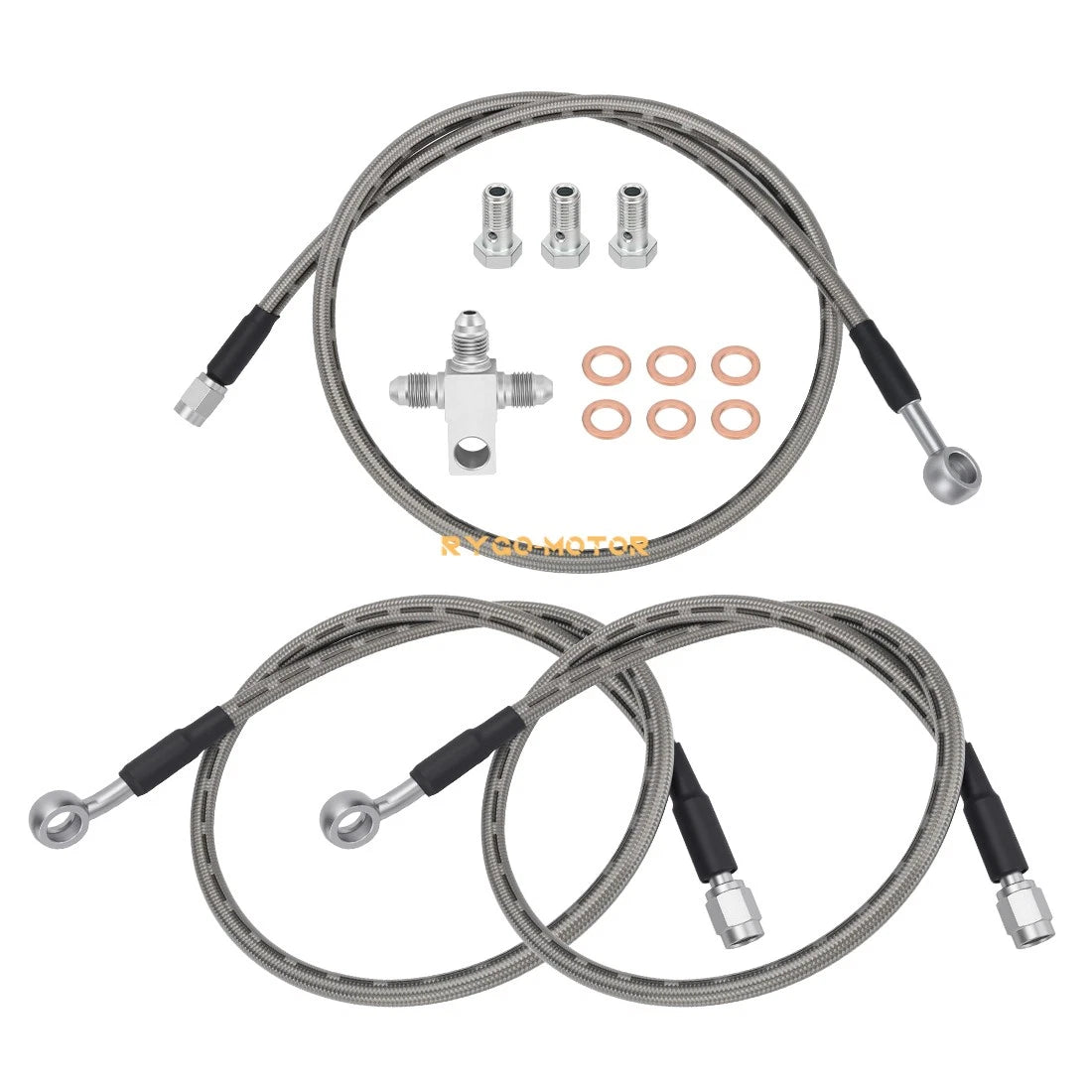 3 x Braided Brake Lines for Suzuki Quadsport Z400 LT-Z400 (2003–2008)