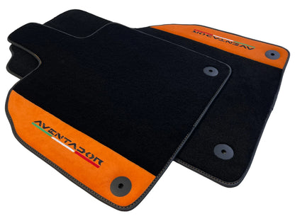 Floor Mats for Lamborghini Aventador 2012-2022 - Orange Alcantara Leather