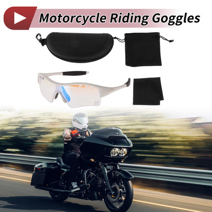 Set 1 Motorcycle Goggles Light Blue Lens White Frame PC TPU for Motorcycle