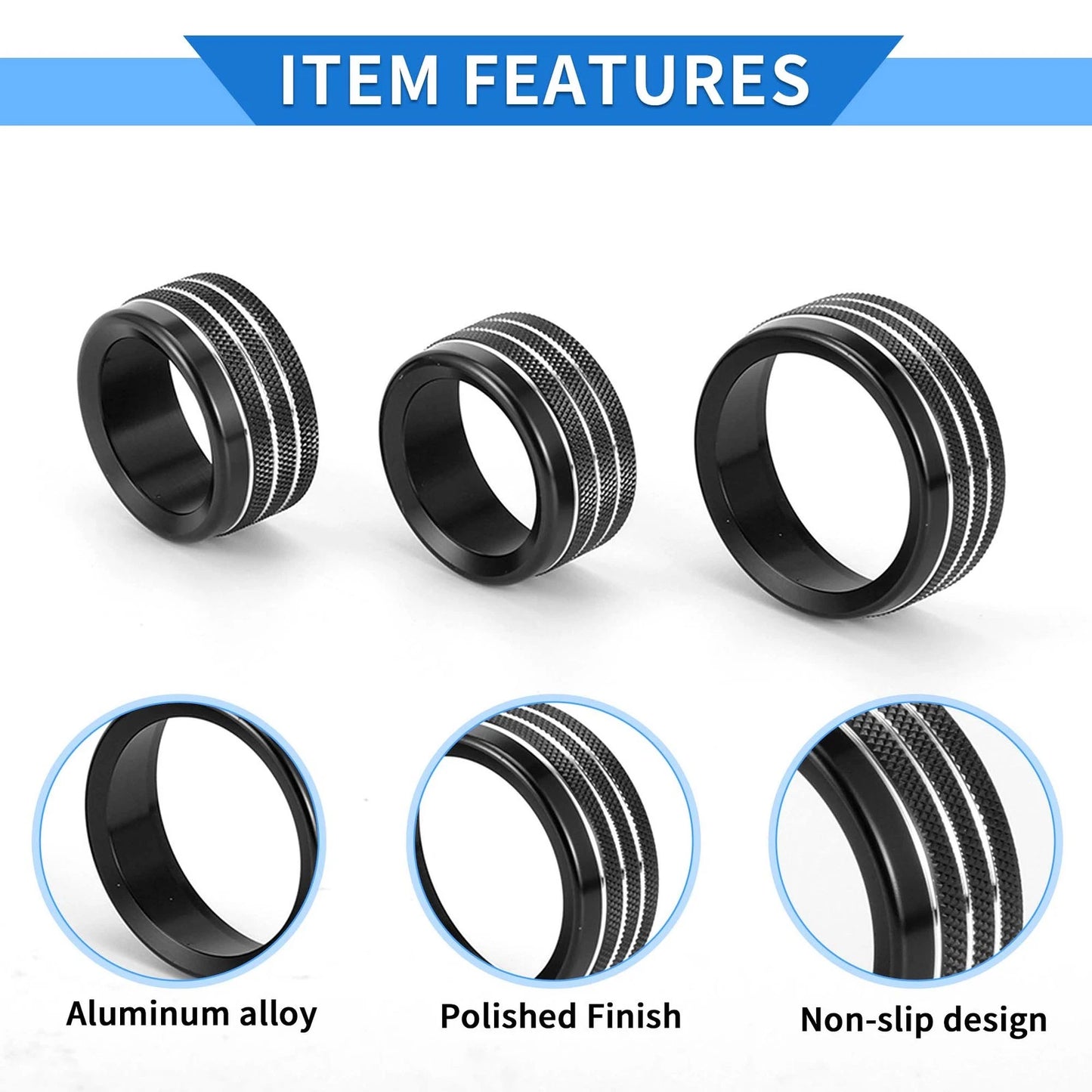 3 Pcs Tune Switch Knob Cover Ring for Dodge Challenger (2015-2019)