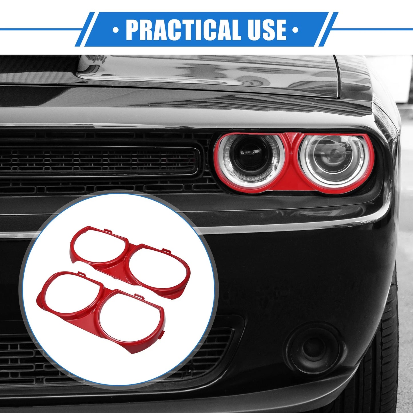 Headlight Trim Ring Front Left & Right Pair for Dodge Challenger