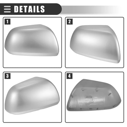 Right Side Mirror Cover for Toyota Highlander 2009-2014 (ABS Silver Tone)
