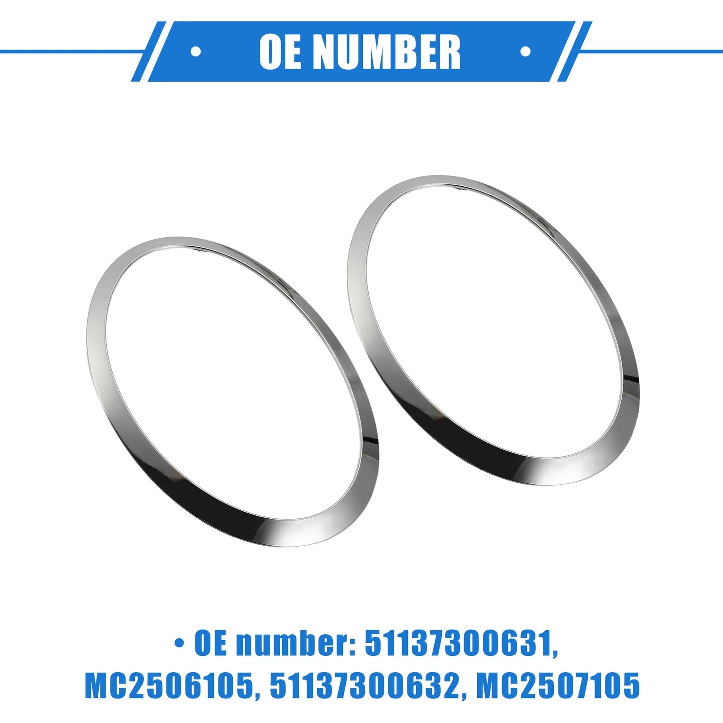 Front Side Headlight Trim Rings for BMW Mini F55 (2014-2021) - Silver Tone