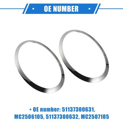 Front Side Headlight Trim Rings for BMW Mini F55 (2014-2021) - Silver Tone