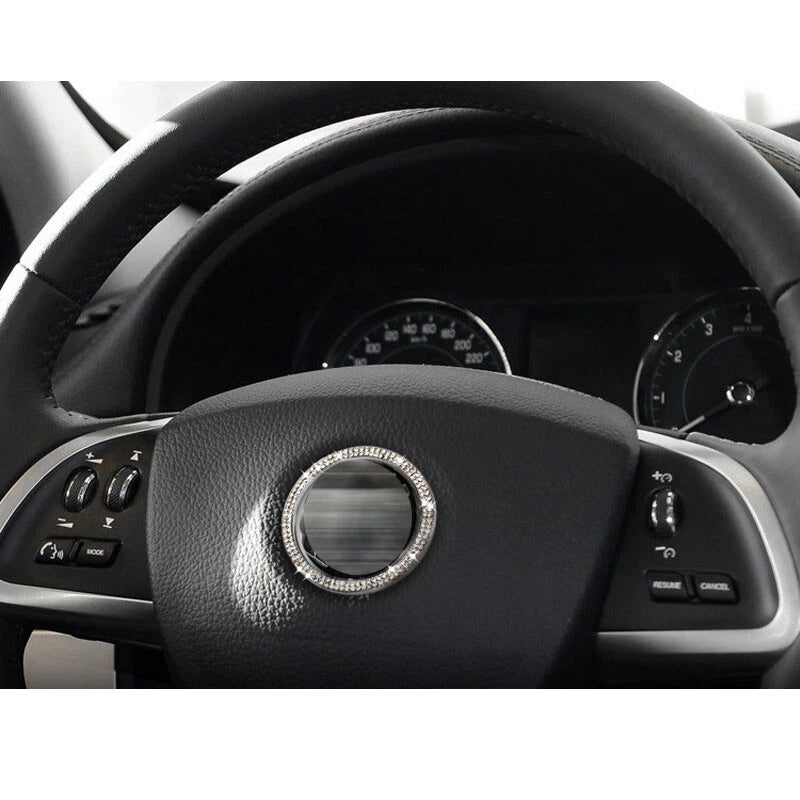 Car Crystal Steering Wheel Cover Logo Circle Trim fit For Jaguar XF 2008-2015