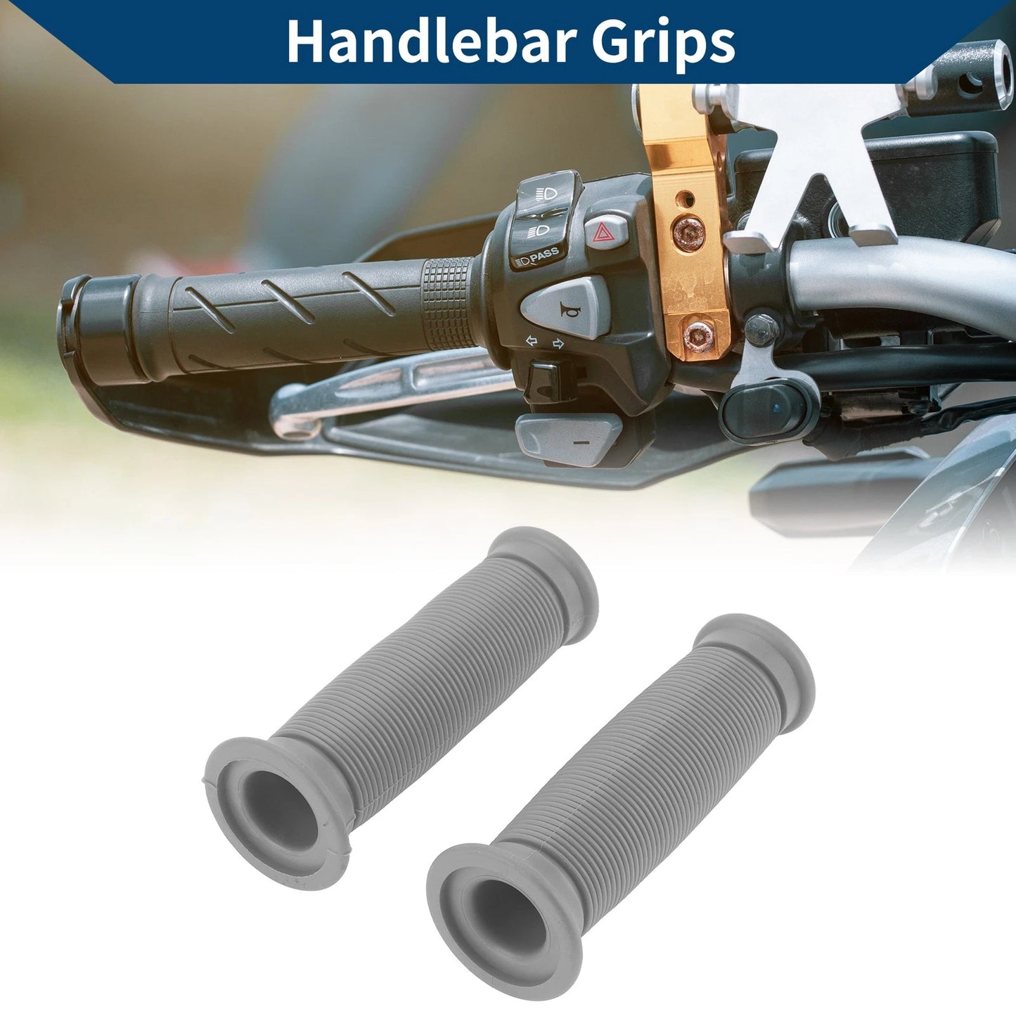 7/8" 22mm Hand Grips Rubber Gray for Motorcycle