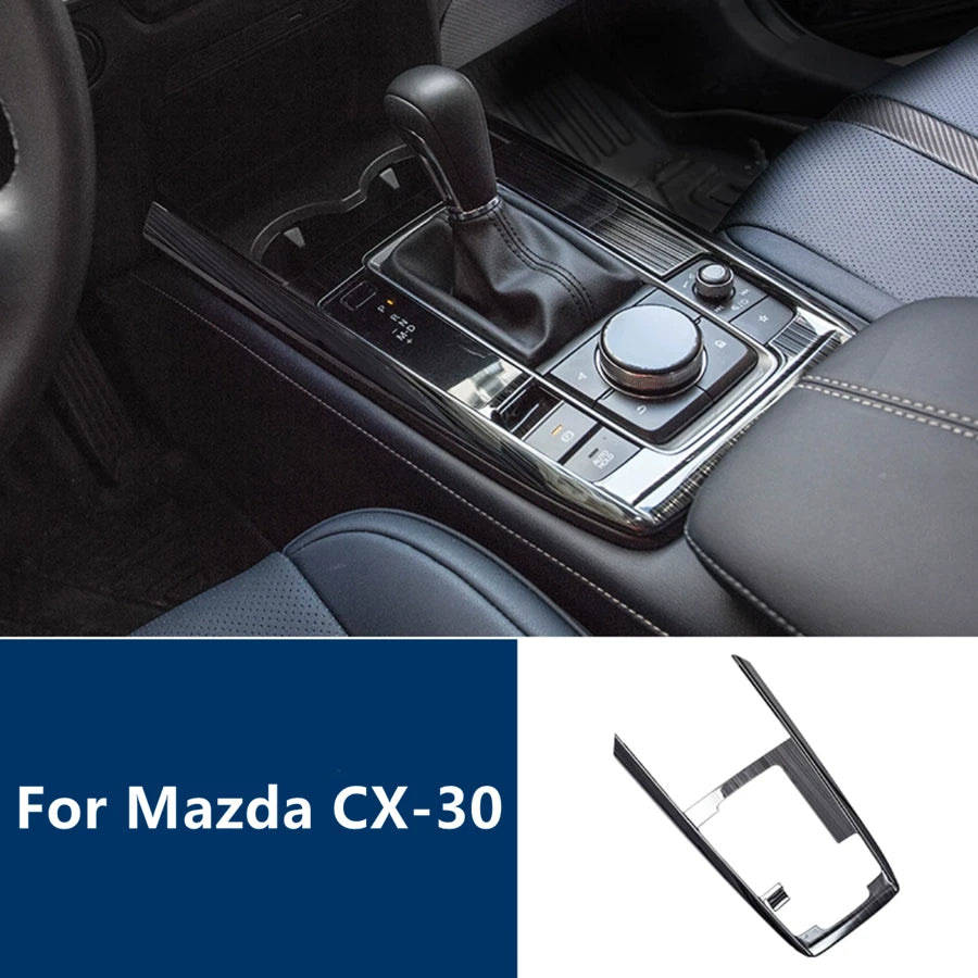 Gear Shift Panel Trim Cover Black Metal Brushed for Mazda CX-30 (2020–2024)