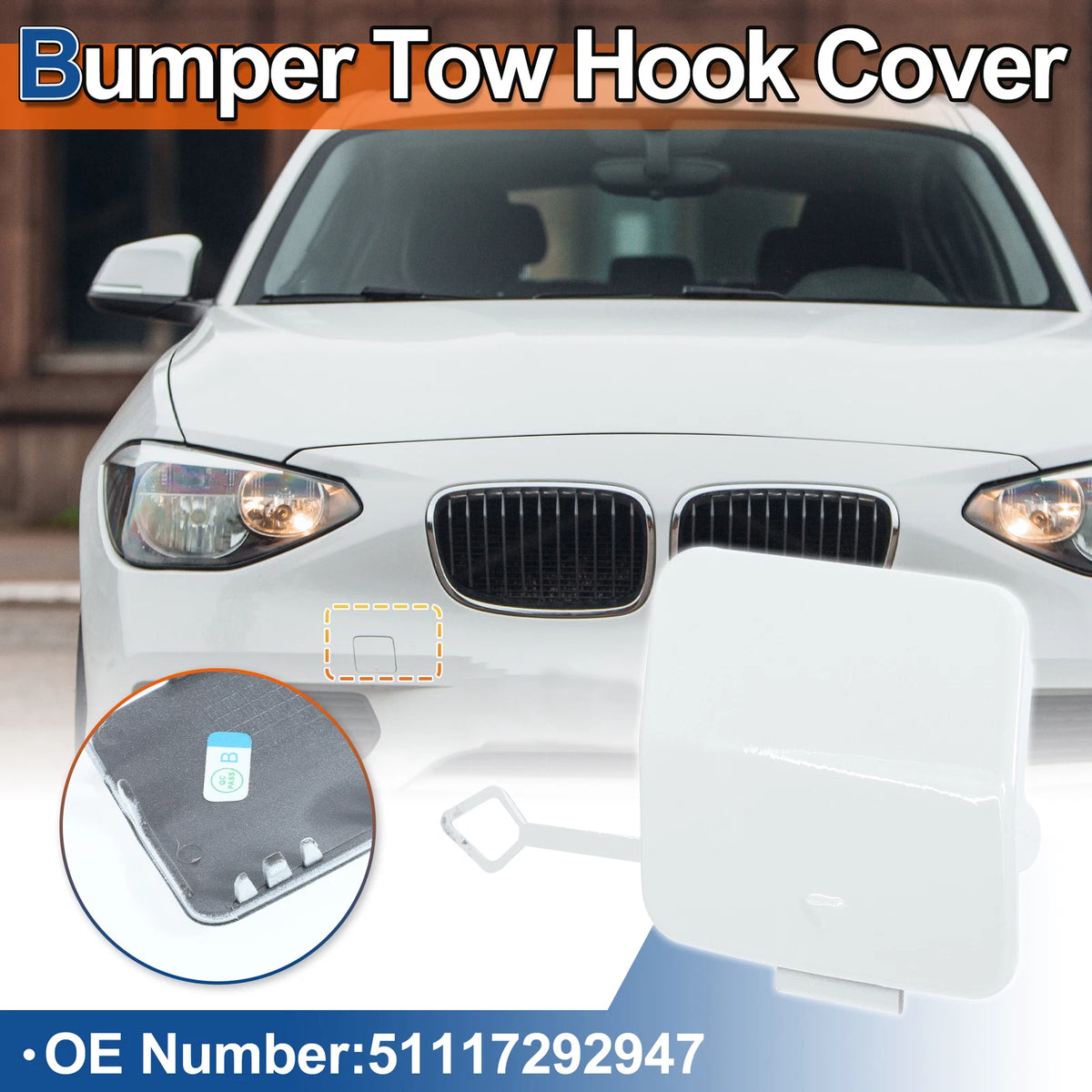 Front Tow Hook Cover for BMW 1 Series F20 (2011-2019) - Pure White
