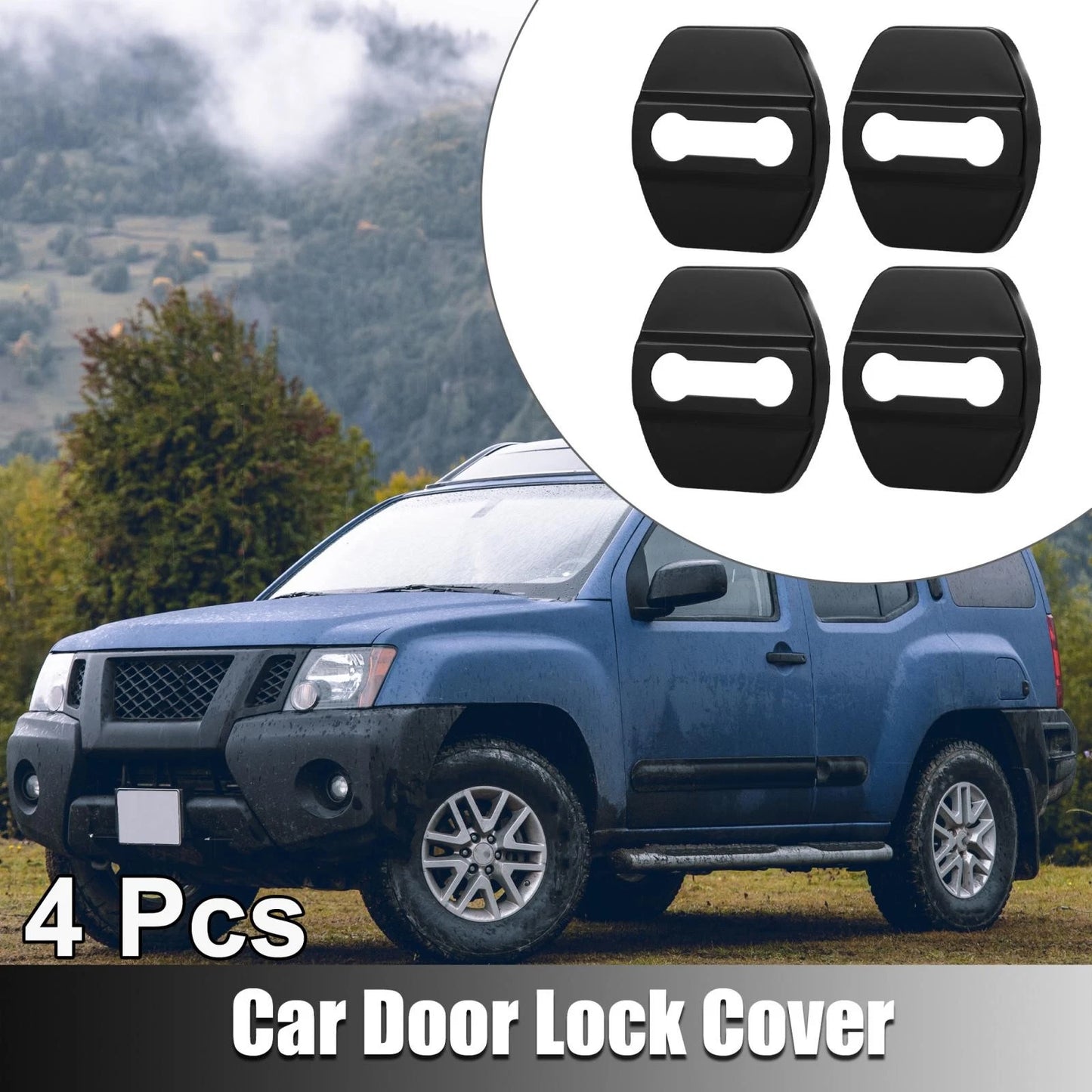 4pcs Door Lock Latches Covers Stainless Steel for Nissan Infiniti Black
