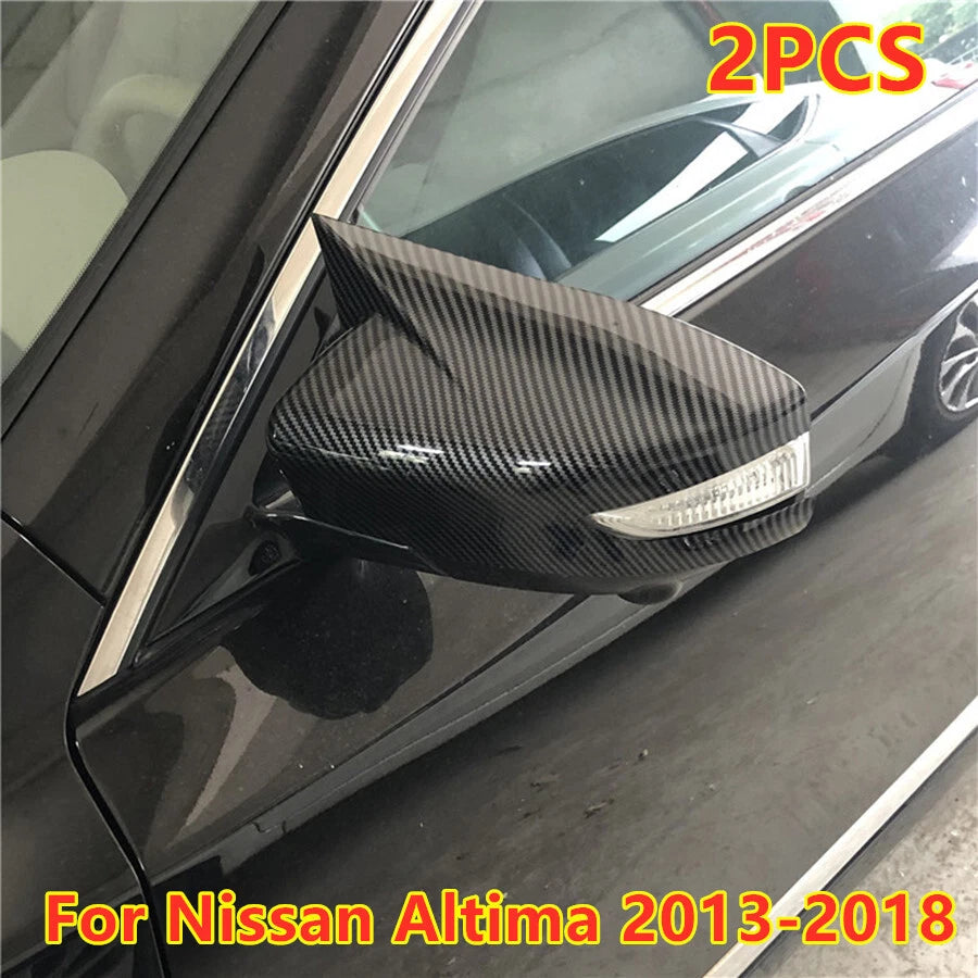 2 x Carbon Fiber OX Horn Side View Mirror Cover Trim for Nissan Altima (2013–2018)