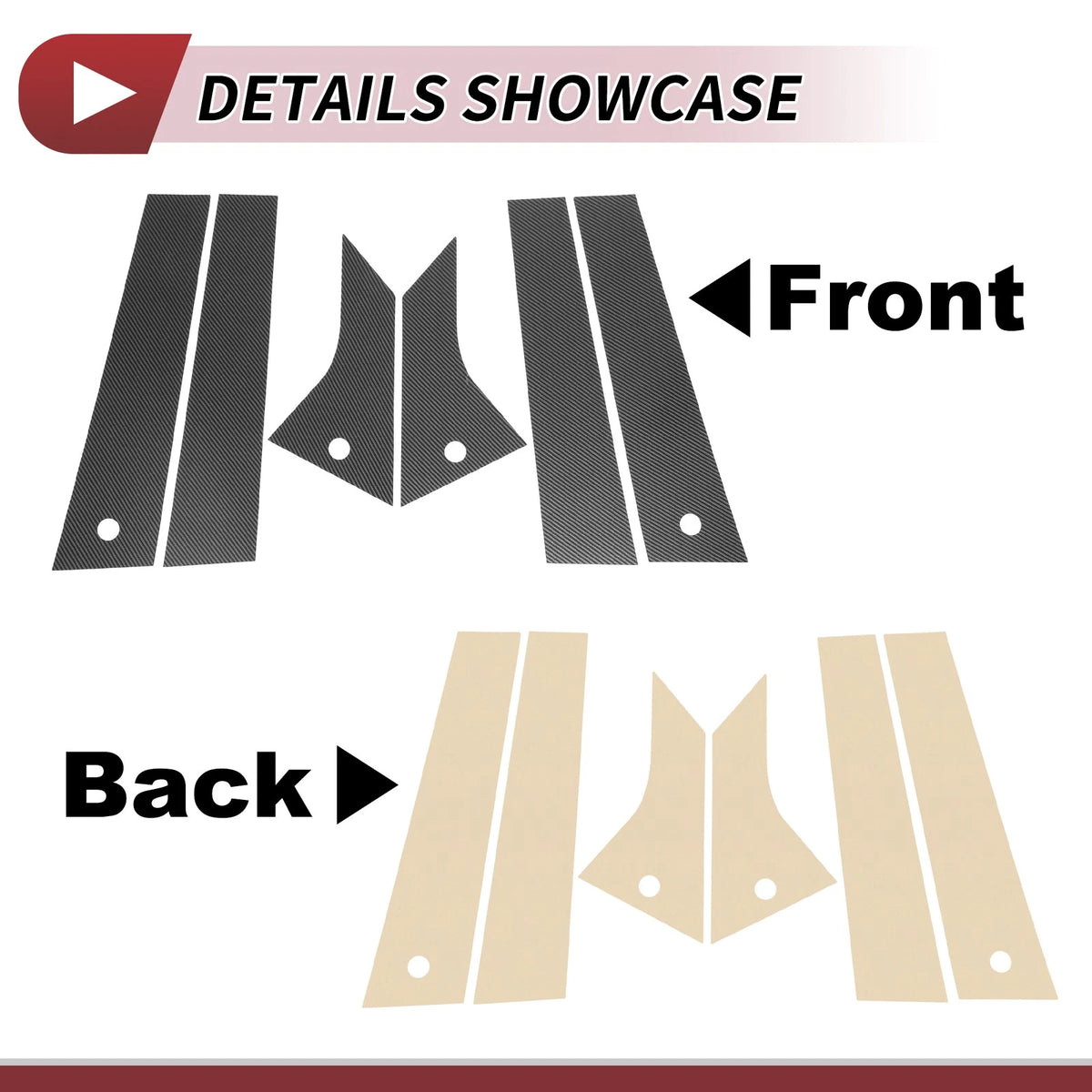 6 Pcs Door Pillar Window Trim Carbon Fiber for Ford Mach-E (15-20)