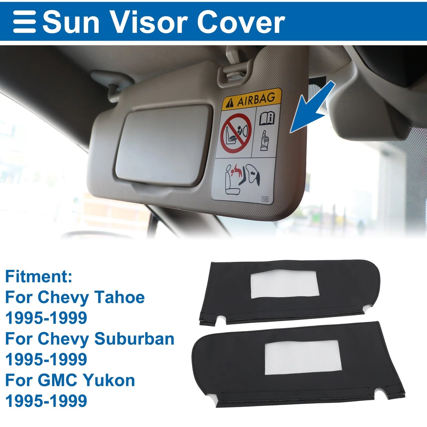 Sun Visor Covers Black for Chevy Tahoe (1995 - 1999)