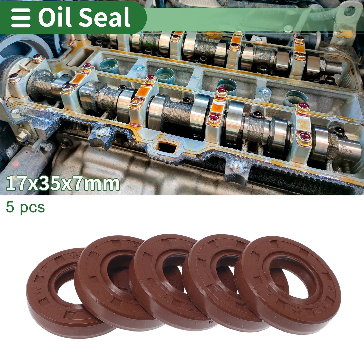 Oil Seal 17x35x7mm 5 Pcs Seal Ring Rotary Shaft Seal FKM Rubber for Make Model