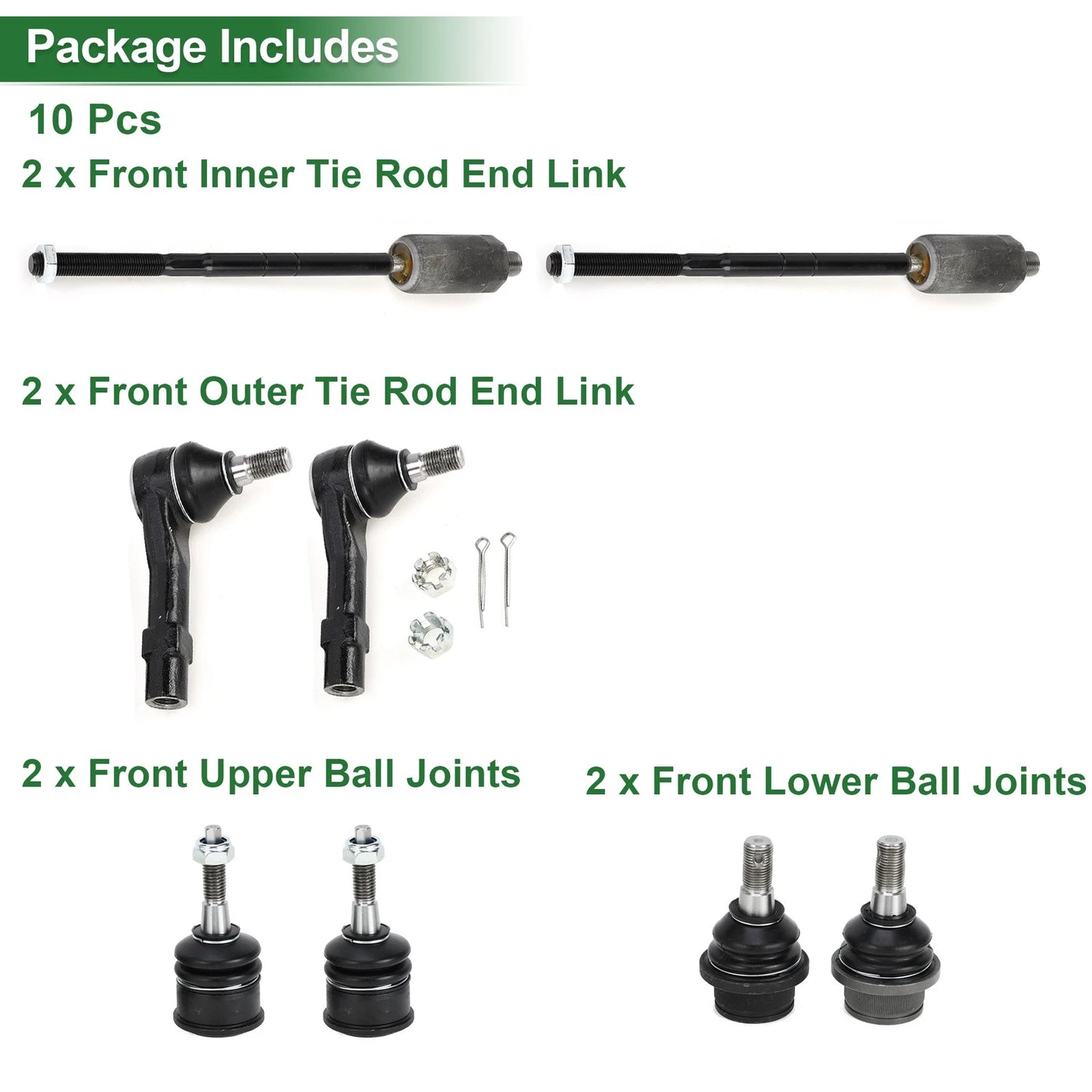 8pcs Front Suspension Kit Tie Rod Ends & Ball Joints for Ford Explorer (2002-2010)
