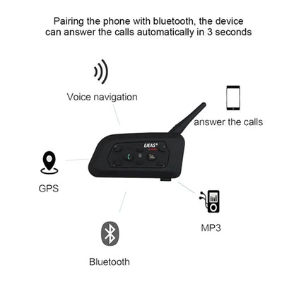 EJEAS V6 Pro Bluetooth Helmet Intercom for Motorcycle - 6 Riders