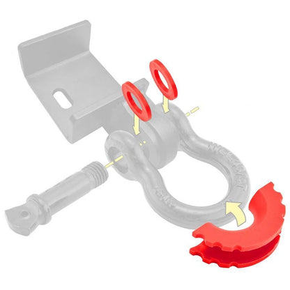 3/4" D Ring Tow Shackles & Isolators for Bumper Protect Silencer