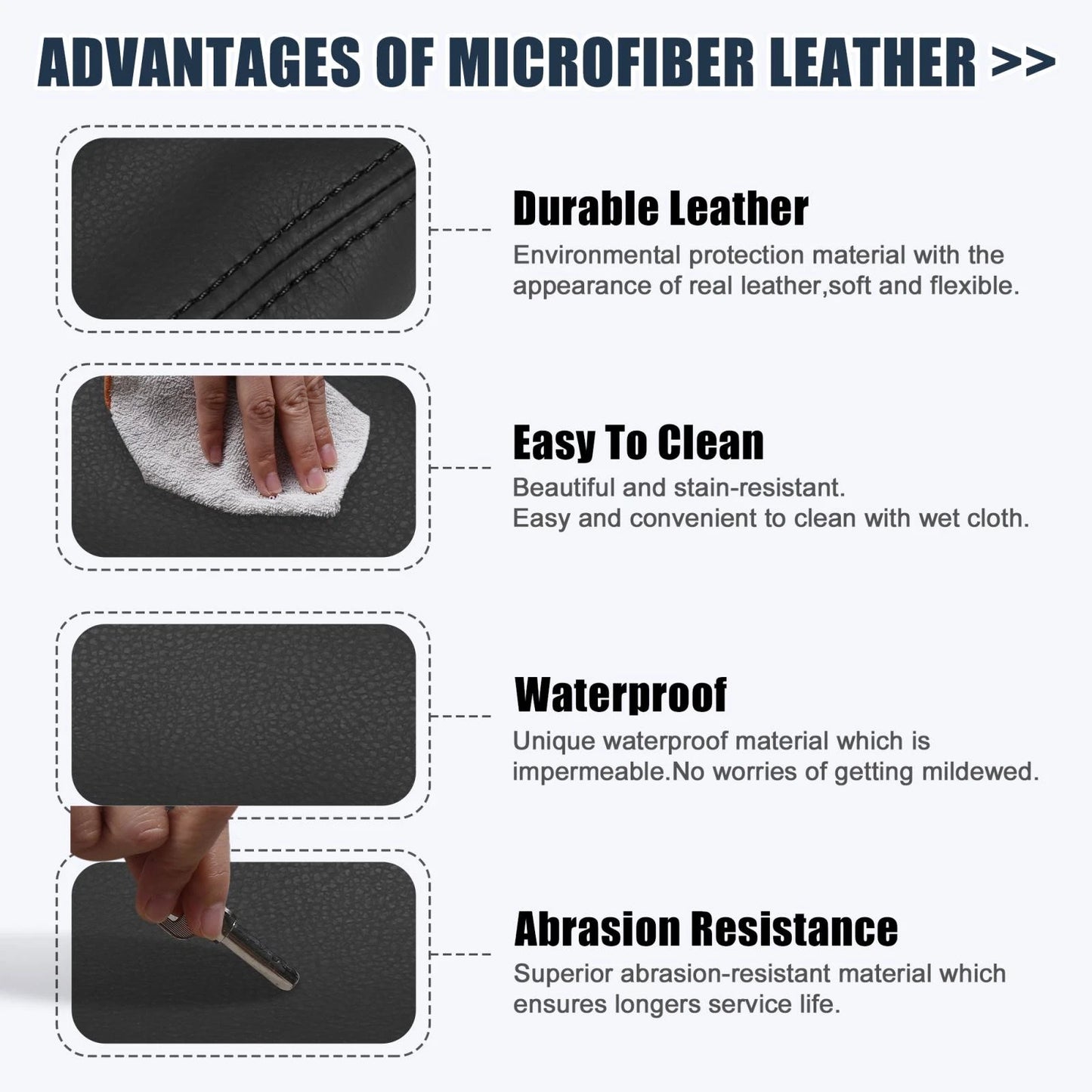 Black Microfiber Leather Armrest Cover for BMW X3 (2011-2017)
