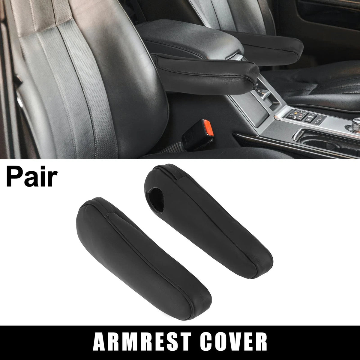 Car Front Seat Armrest Cover Replacement Black for Toyota Sienna (2011-2018)