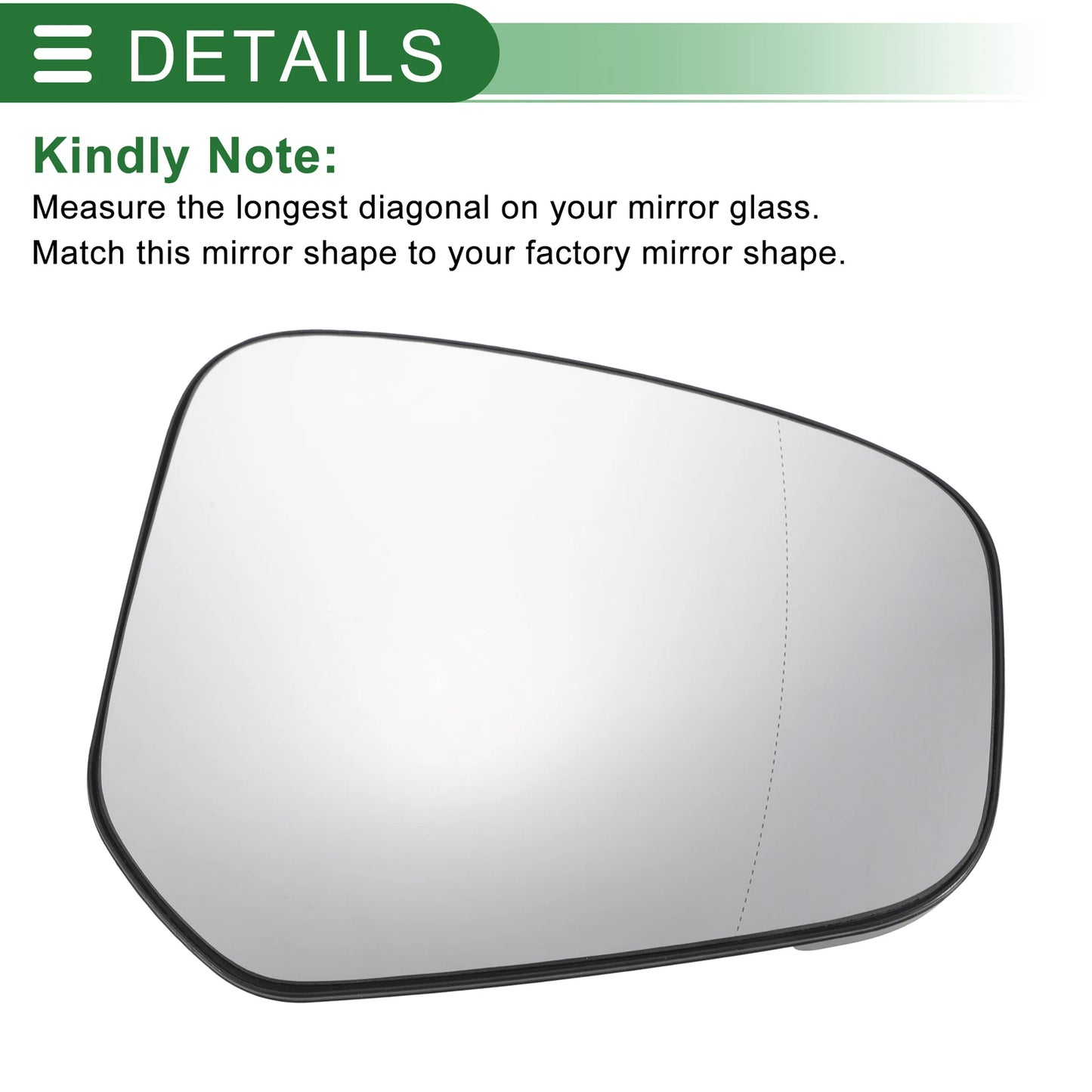 Right Side White Mirror Glass with Back Aspherical Non-Heated for Ford Tourneo