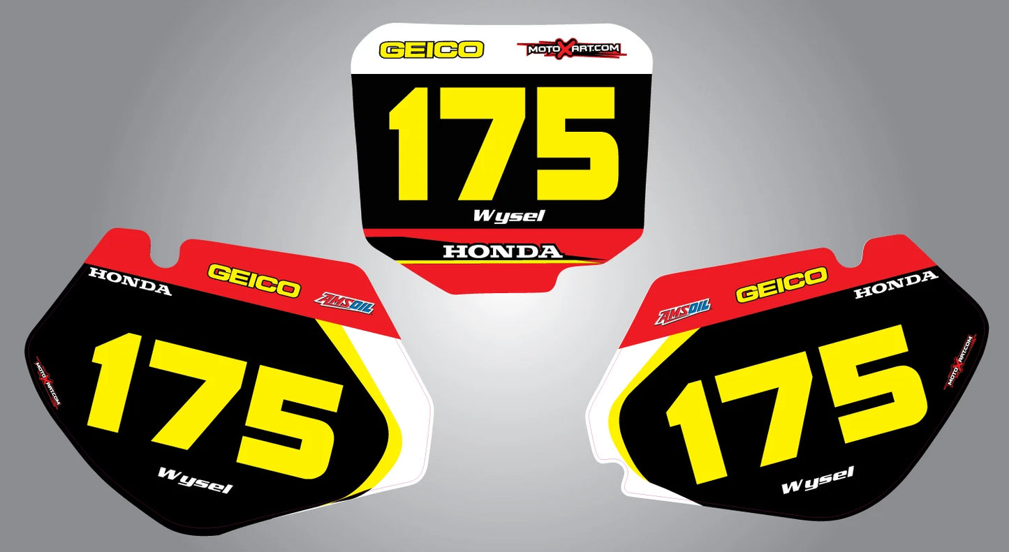 Custom Number Plate Graphics for Honda CR 250 (1997-1999) Sonic Style