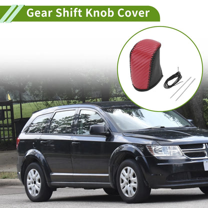Car Gear Shift Knob Cover for Dodge Journey Red Carbon Fiber (2011-2020)