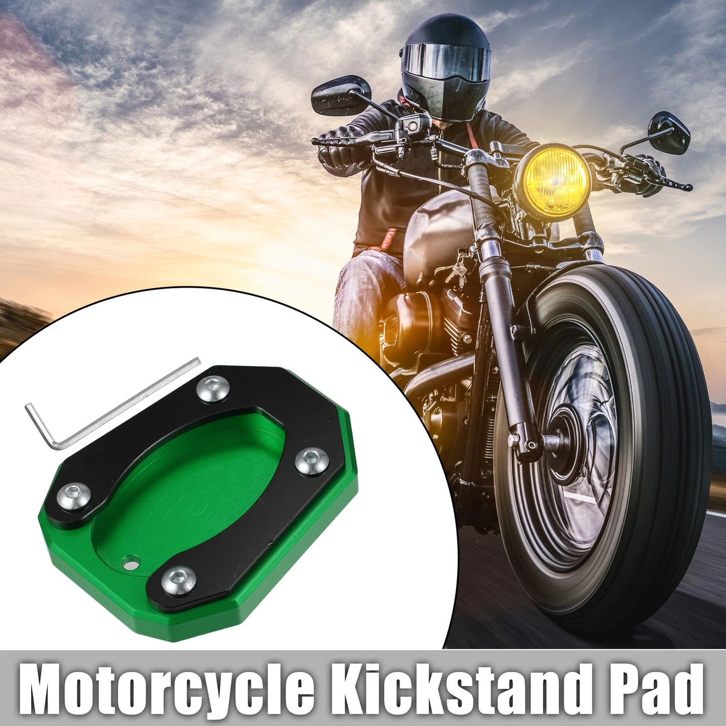 1 Set Kickstand Side Stand Plate Pad Green for Kawasaki Zx4rr (2023–2023)