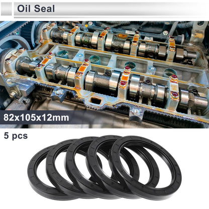 Oil Seal 82x105x12mm Black 5 Pcs Nitrile Rubber Seal Ring Rotary Shaft Seal
