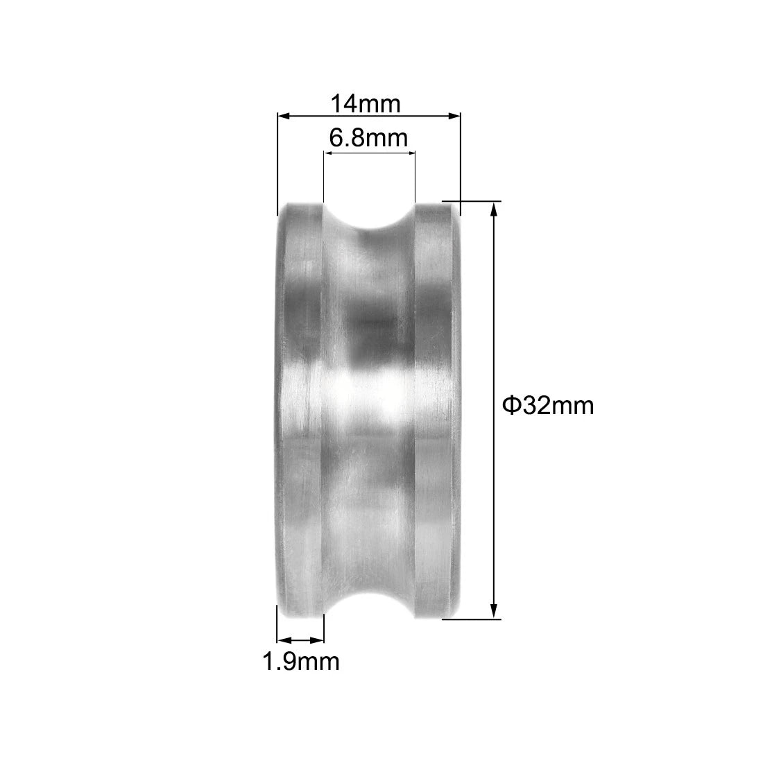 U Groove Bearing 10x32x14mm Double Shielded Ball Bearing