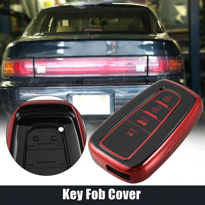 Red 4 Button Remote Key Fob Cover Case for Toyota RAV4 Camry Corolla (2018-2022)